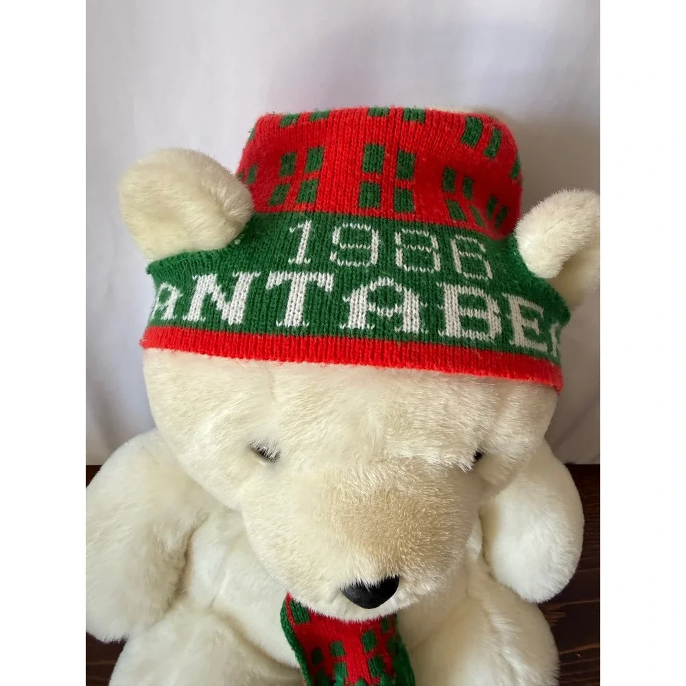 Vintage 1986 Dayton Hudson Santabear Plush White Polar Bear Hat Scarf 17 inch